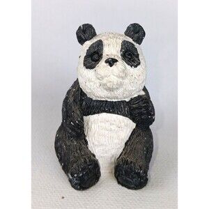 Vintage Stone Critter Littles Panda Bear Figurine Figure Made in USA 1988